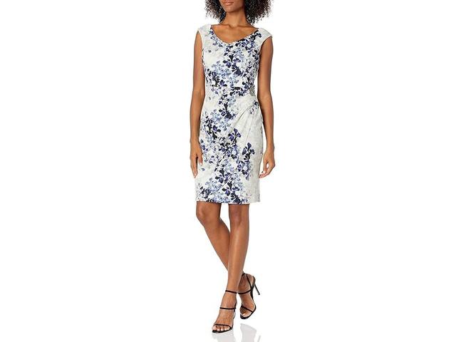 Alex Evenings Short Printed Dress with Hip Embellishment (Ivory Multi) Women's Dress Product Image