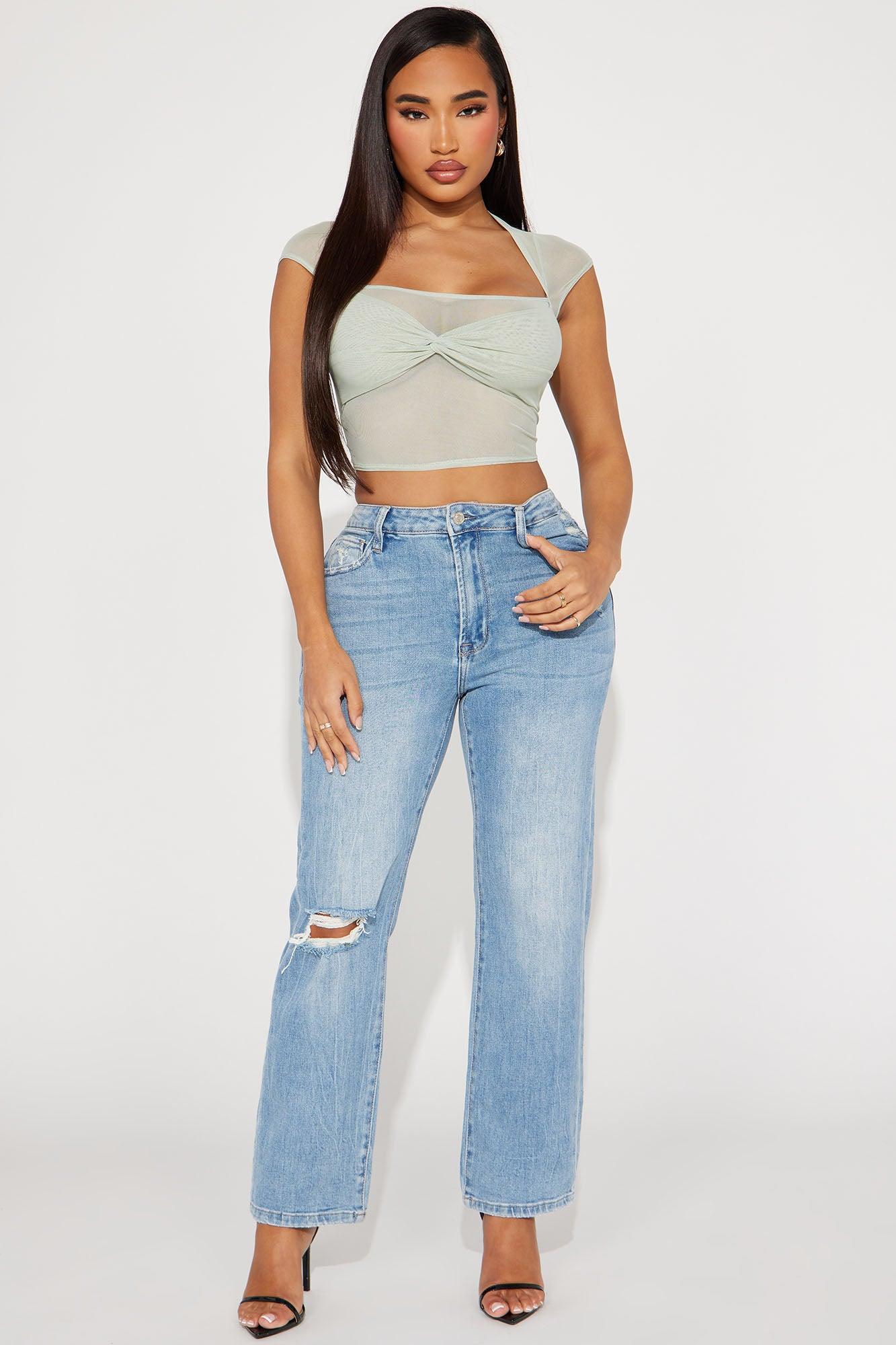 Alicia Mesh Top - Sage Product Image