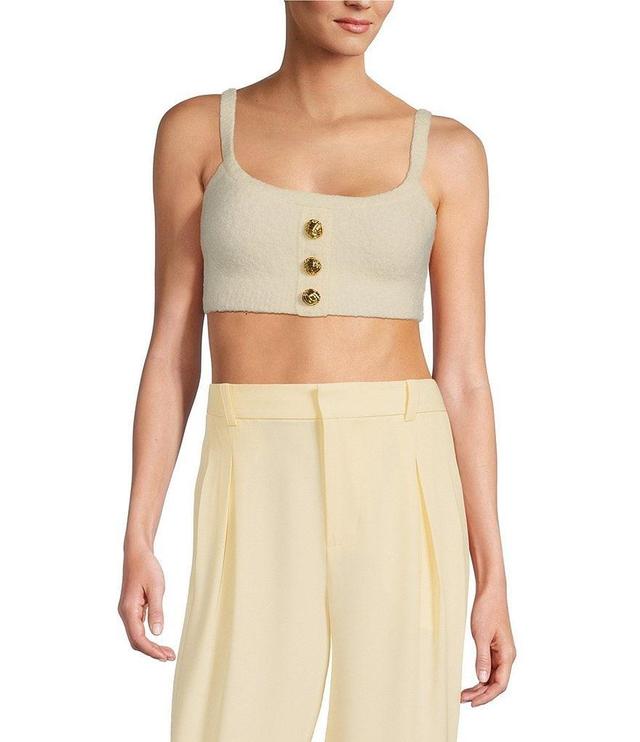 RONNY KOBO Jude Knit Scoop Neck Sleeveless Button Front Crop Top Product Image