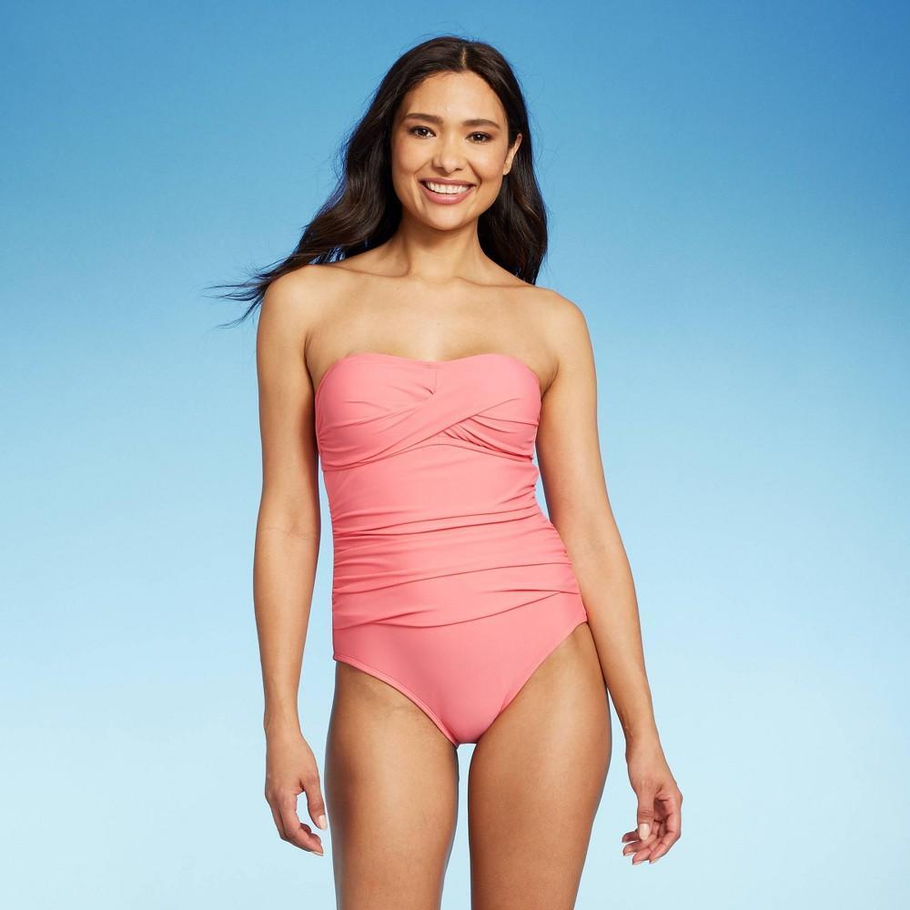 Womens Twist-Front Bandeau Classic One Piece Swimsuit - Kona Sol Coral Orange XS Product Image