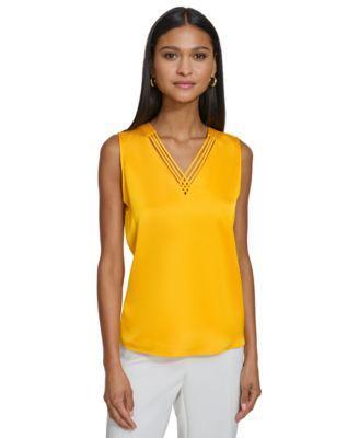 Karl Lagerfeld Womens Strappy-Neck Sleeveless Top Product Image