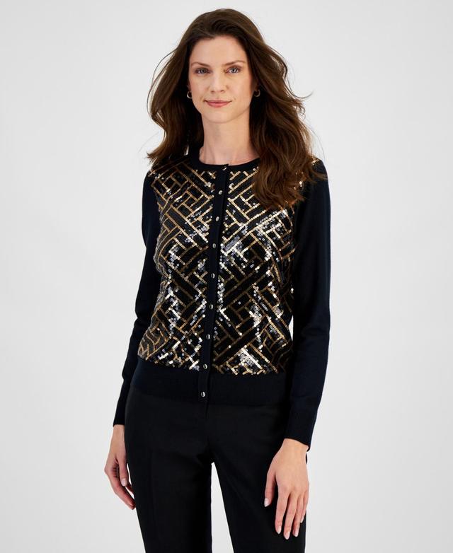 Jm Collection Womens Sequined Button-Down Party Cardigan Sweater, Created for Macys Product Image