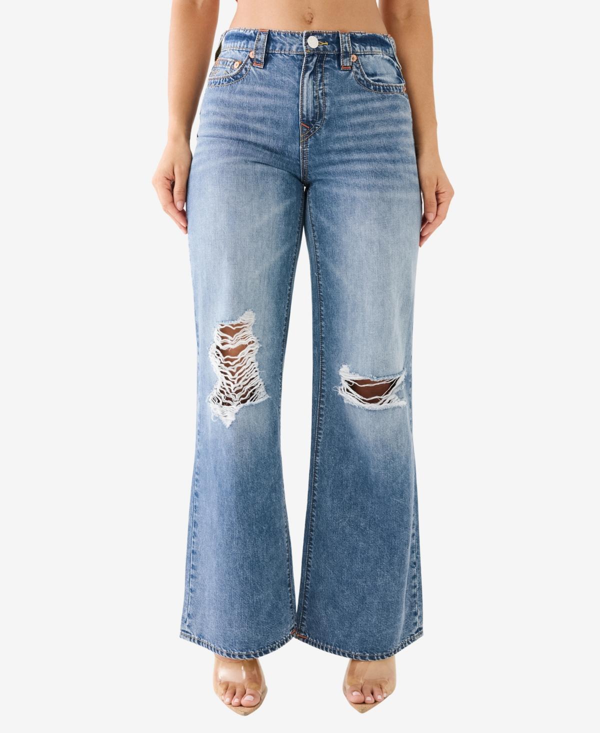 True Religion Womens Leila No Flap Wide Leg Jean Product Image