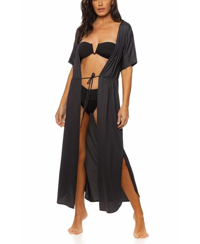 Guria Beachwear Womens Tie Front Long Kimono Cover-up Product Image