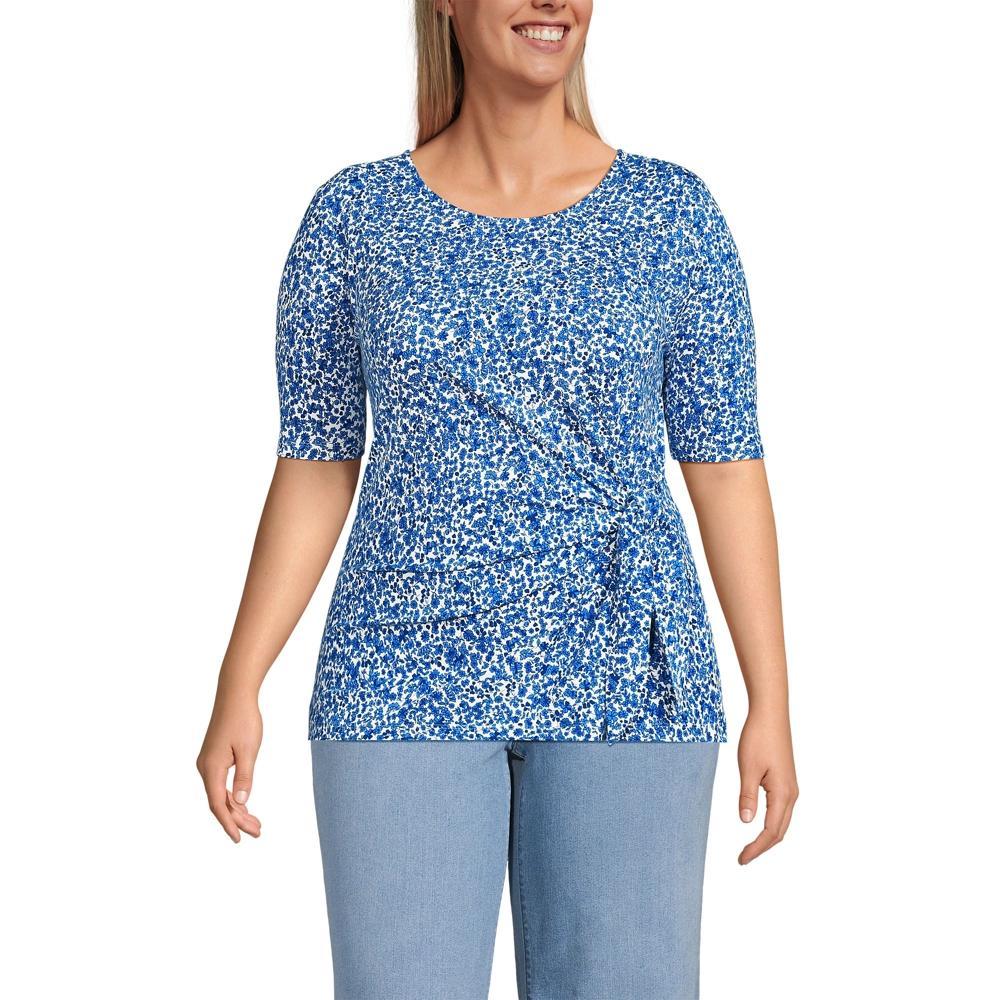 Womens Plus Size Lands End Lightweight Jersey Tie Front Top Product Image