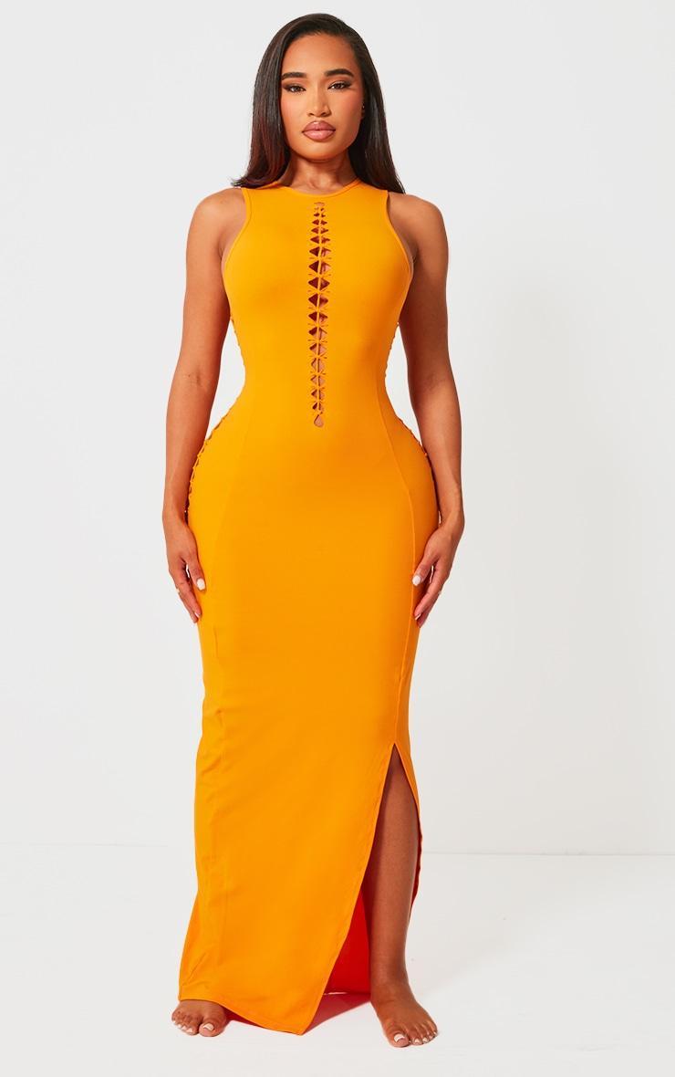 Shape Neon Orange Soft Sculpted Cut Out Side Maxi Dress Product Image