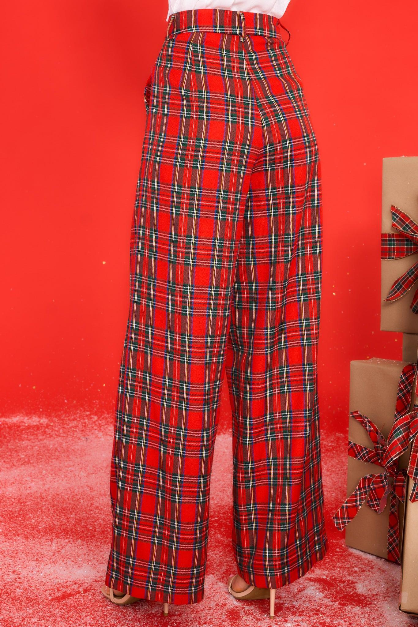 Aura Coming Together Red Multi Plaid Pants Product Image