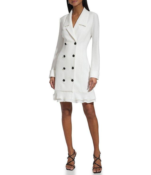 KARL LAGERFELD PARIS Notch Lapel Collar Long Sleeve Chiffon Flounce Hem Mini Blazer Dress Product Image