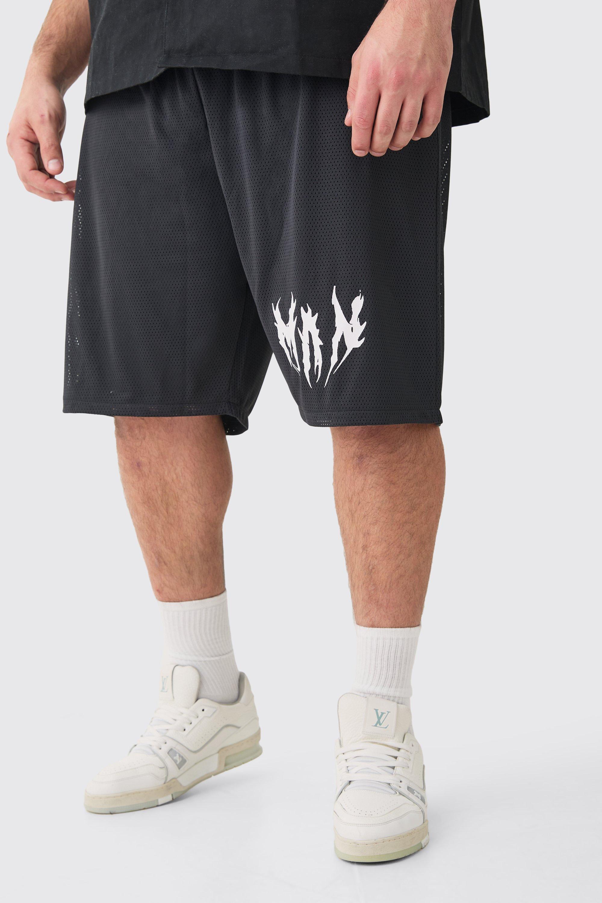 Mens Black Plus Mesh Basketball Short, Black Product Image