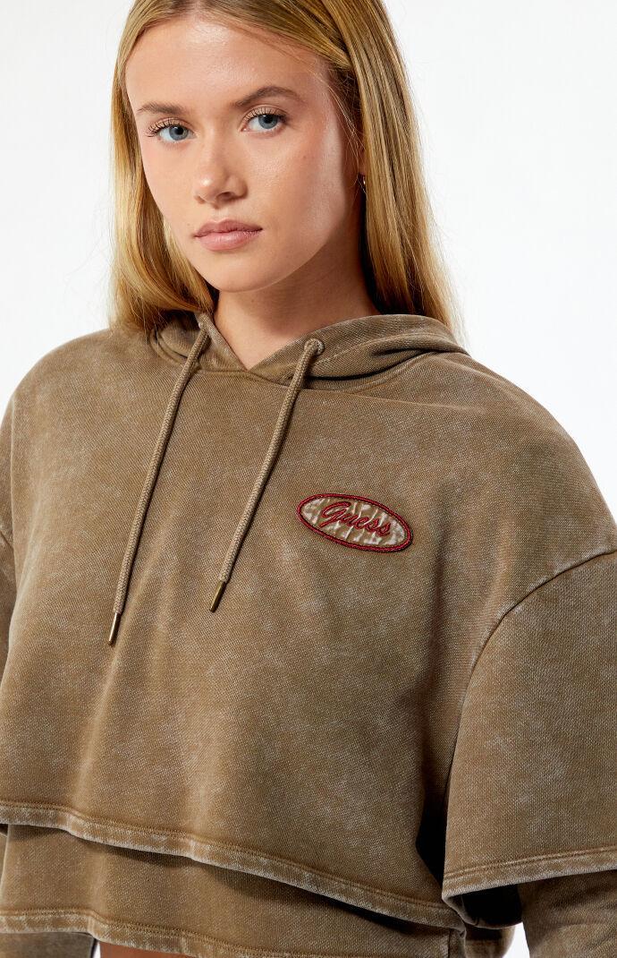 GUESS Originals Women's Vintage Layered Cropped Hoodie Product Image