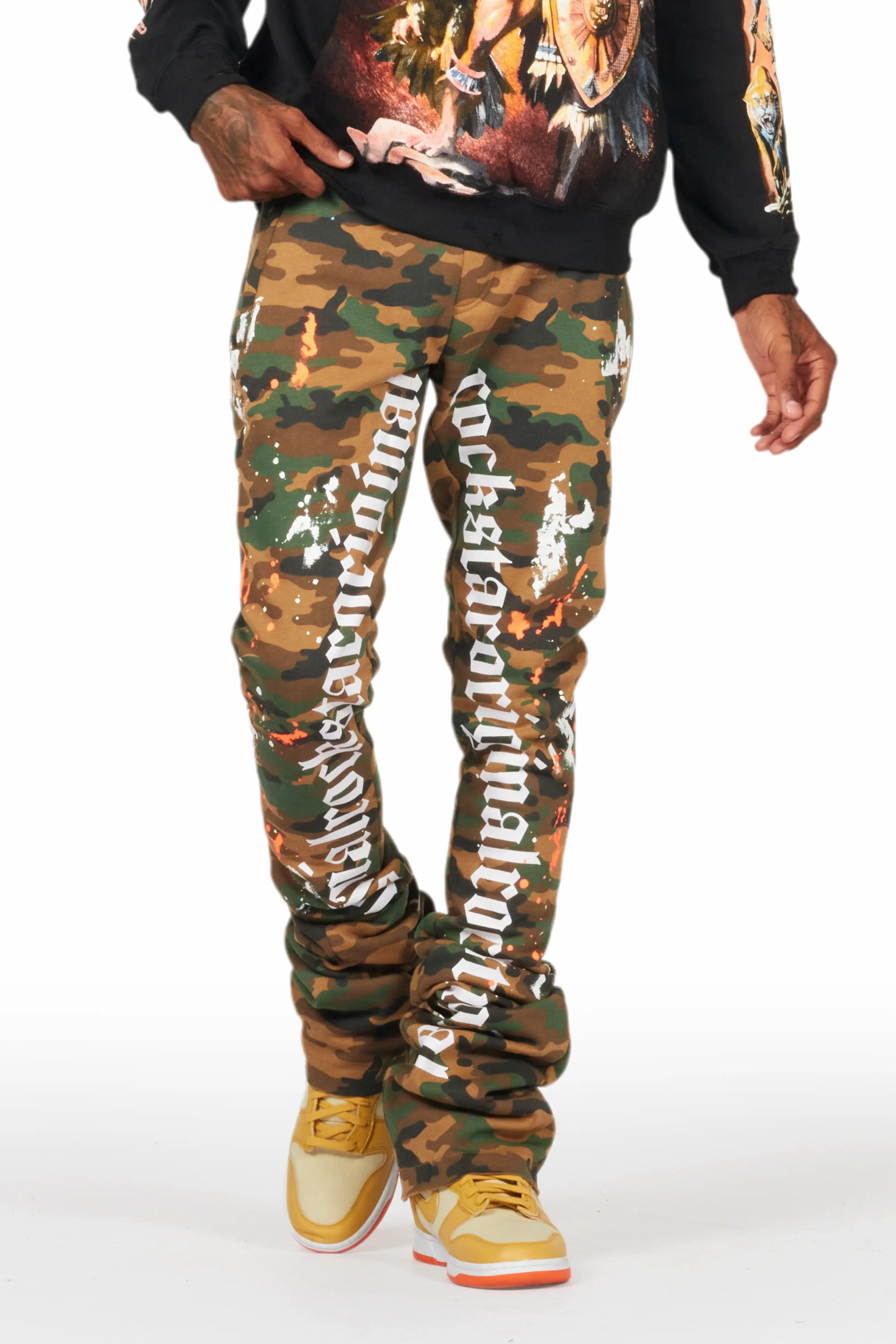 Adwin Painter Faded Camo Super Stacked Flare Pants Male Product Image