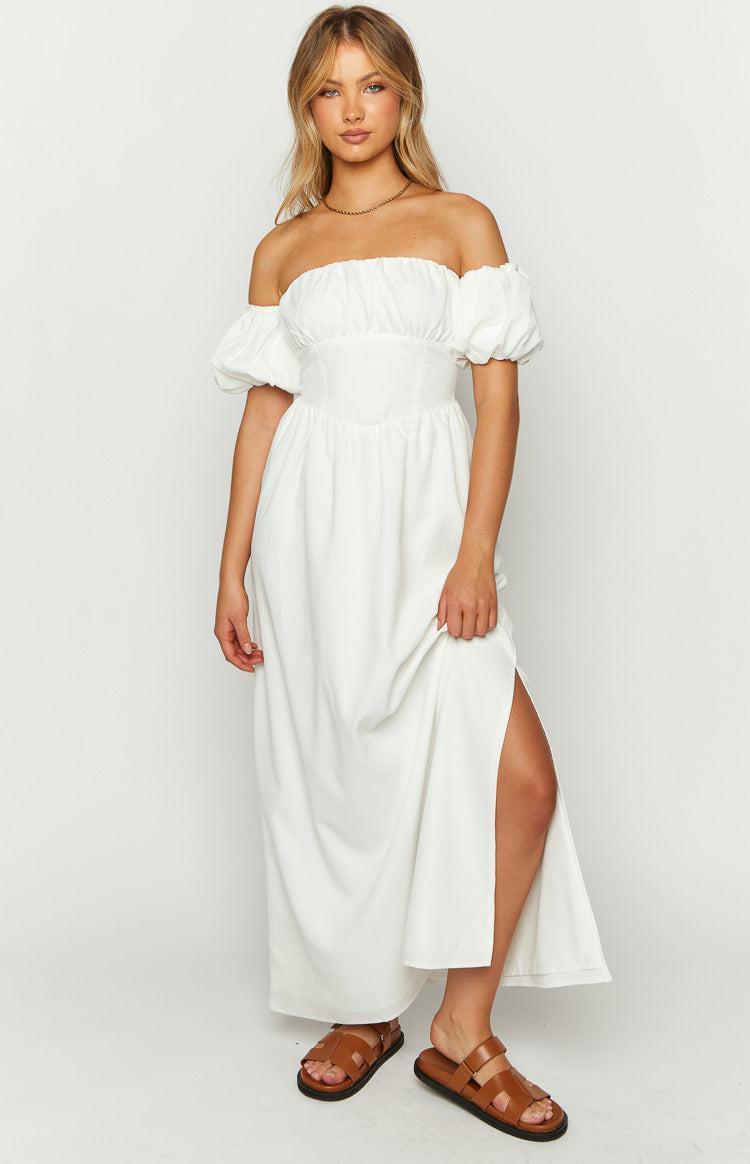 Evander White Off The Shoulder Maxi Dress Product Image