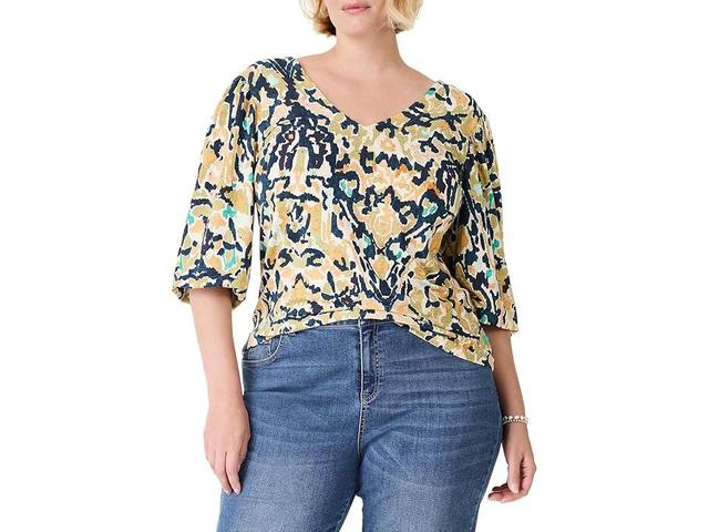 NIC+ZOE Plus Size Vineyard Glow Top (Indigo Multi) Women's Clothing Product Image