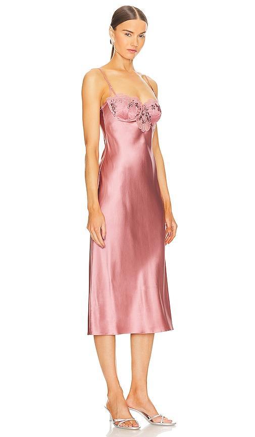 fleur du mal Sequin Violet Embroidery Slip Dress in Pink Product Image