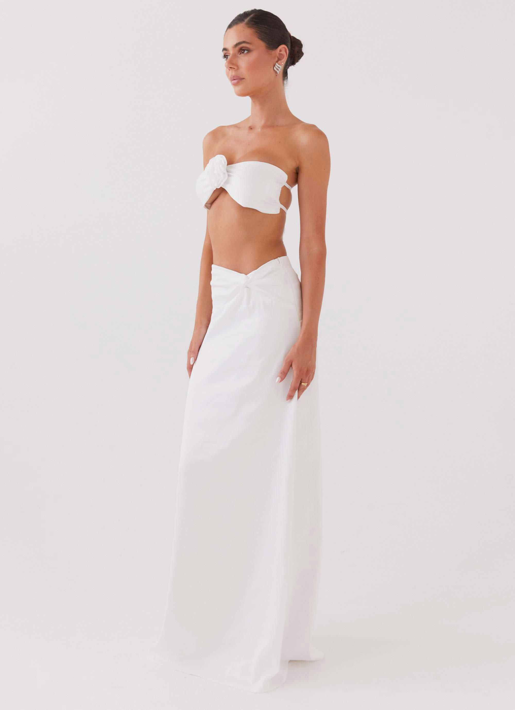 Crescent Light Twist Maxi Skirt - Ivory Product Image