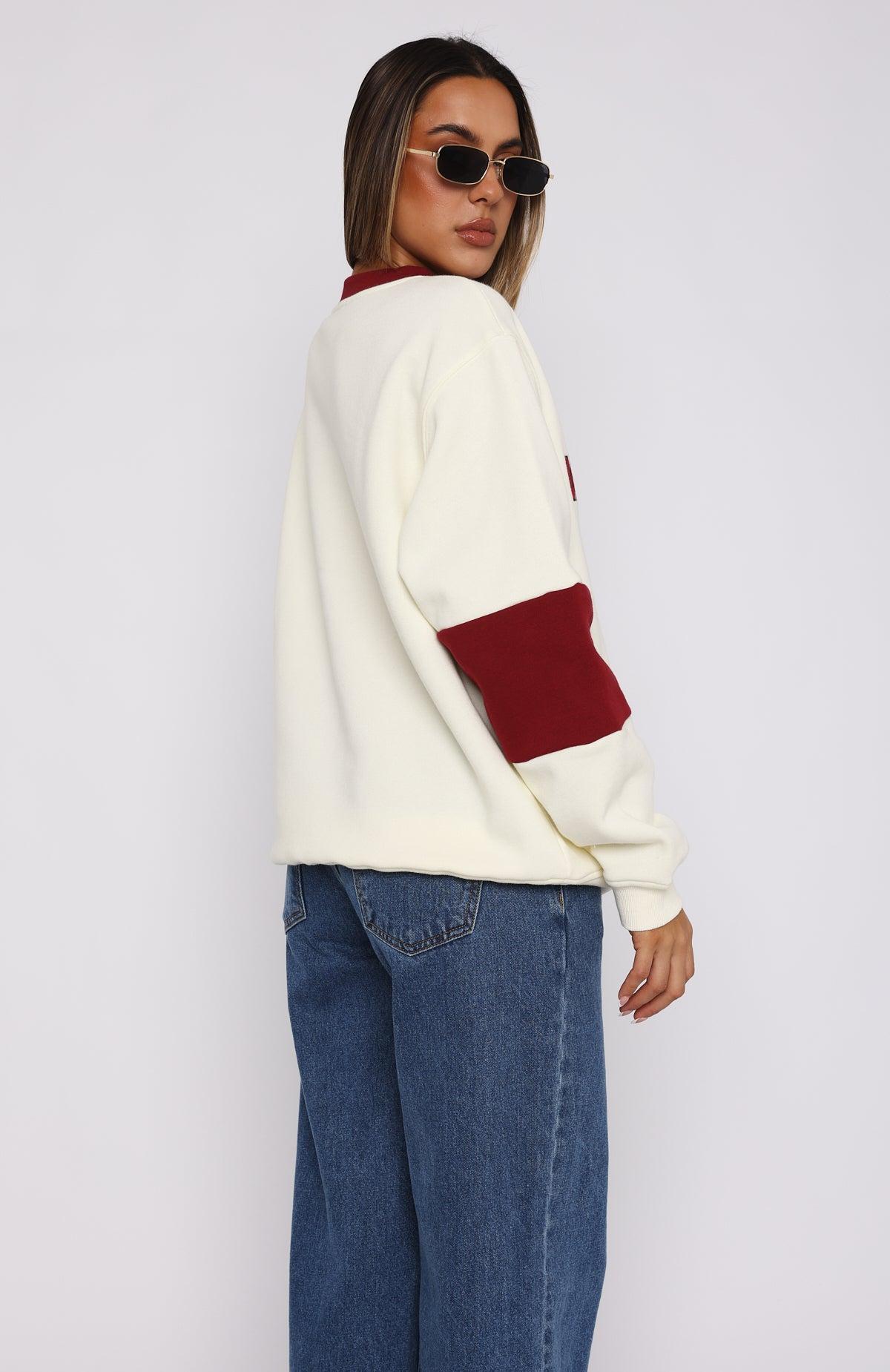 Let It Be Known Oversized Sweater Cream/Red Product Image