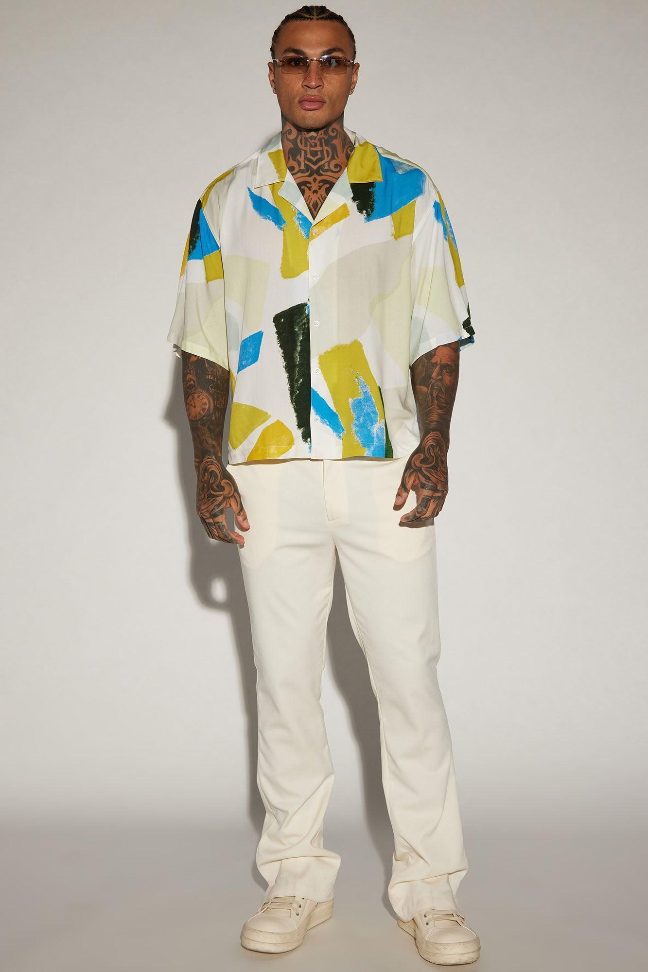 Get Thru Button Up Shirt - Blue/combo Product Image