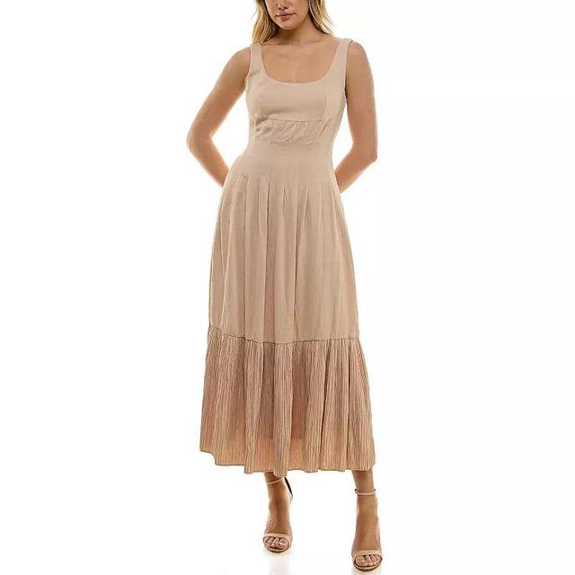 Womens Taylor Square Neck Pleat Tiered Midi Dress Product Image