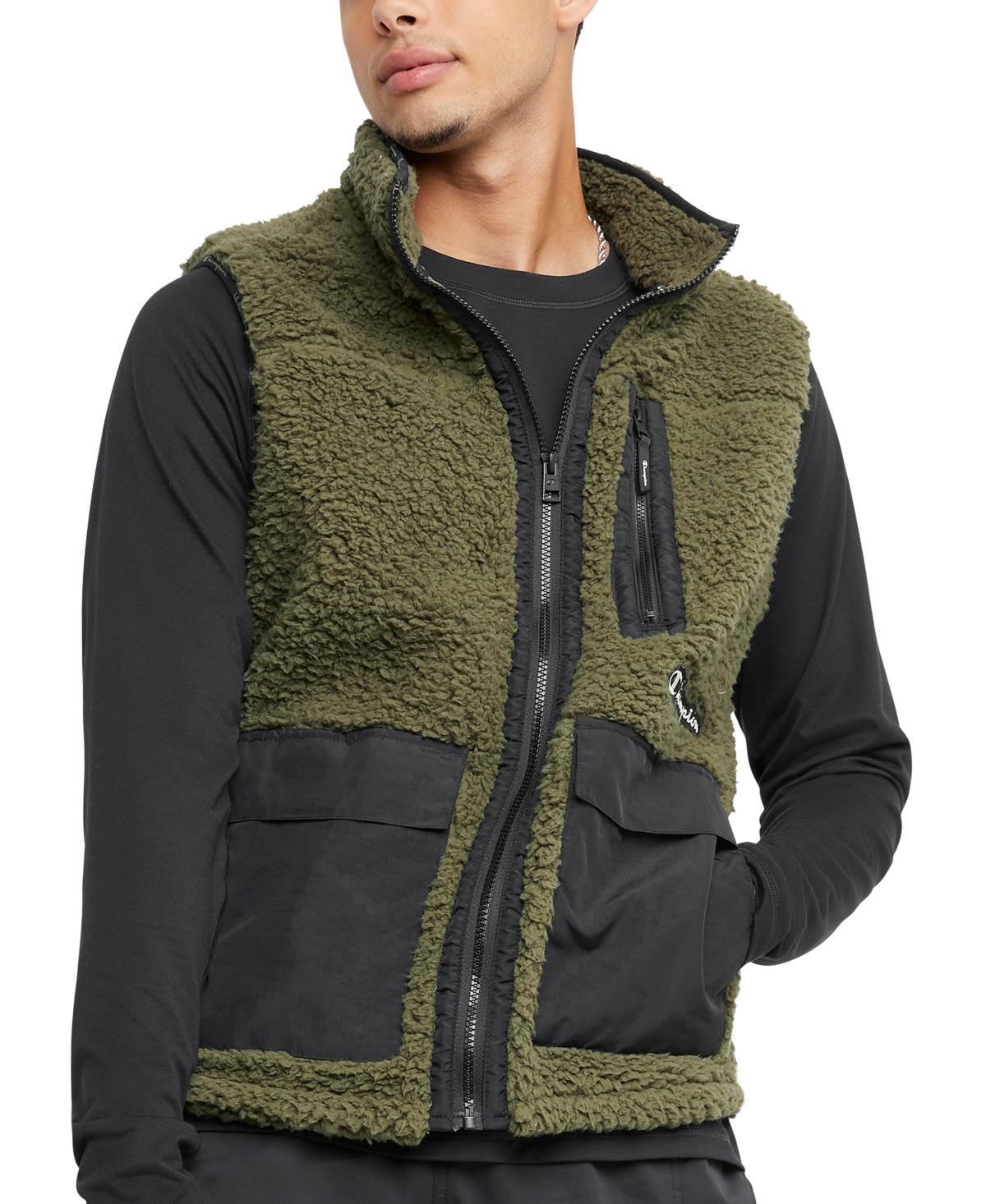 Champion Mens Cozy Standard-Fit Mixed-Media Plush Fleece Vest Product Image