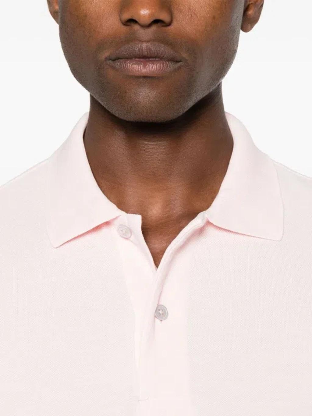 TOM FORD Piquet Cotton Polo Shirt In Powder Product Image