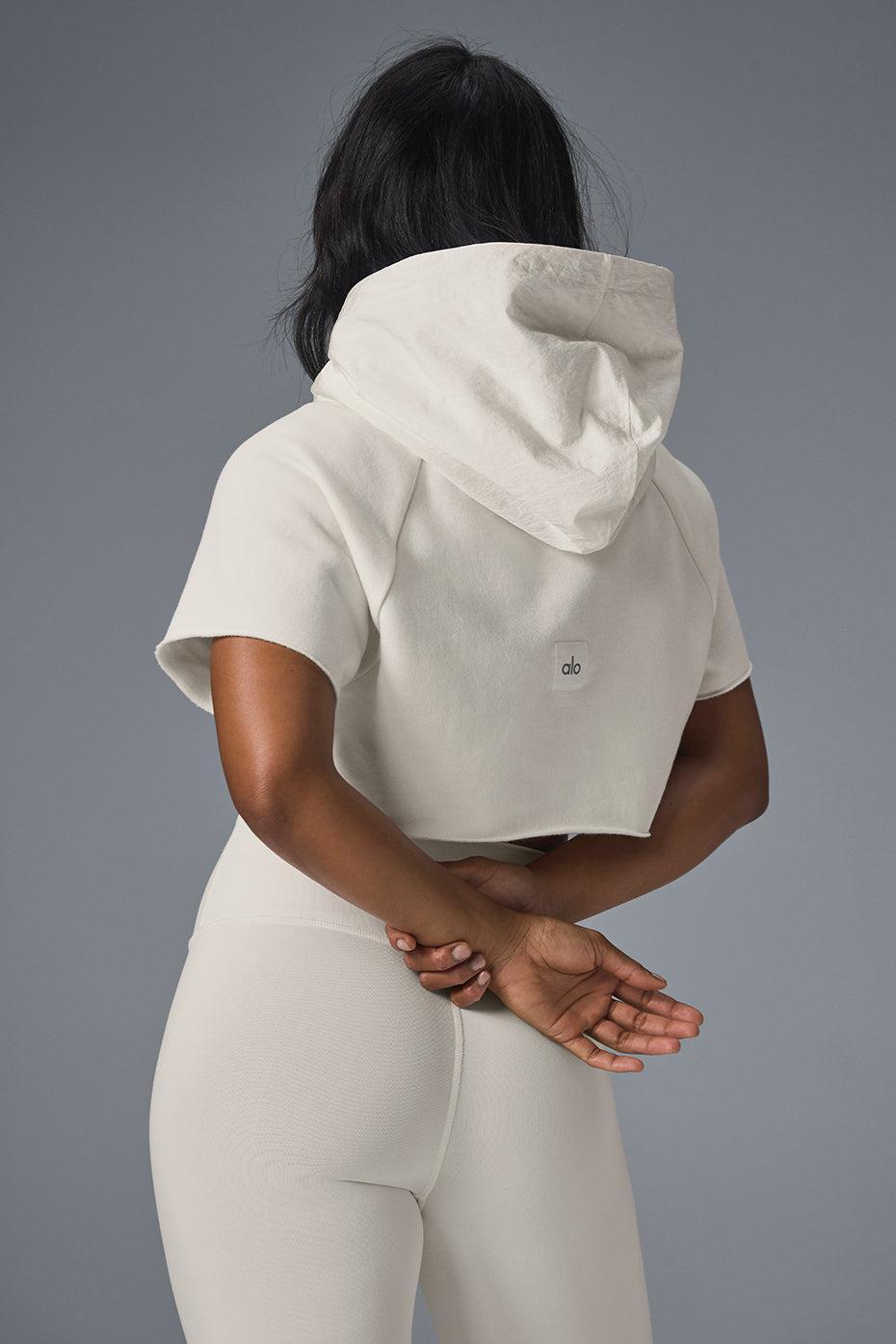 Cropped In The Air Short Sleeve Hoodie - Ivory Female Product Image