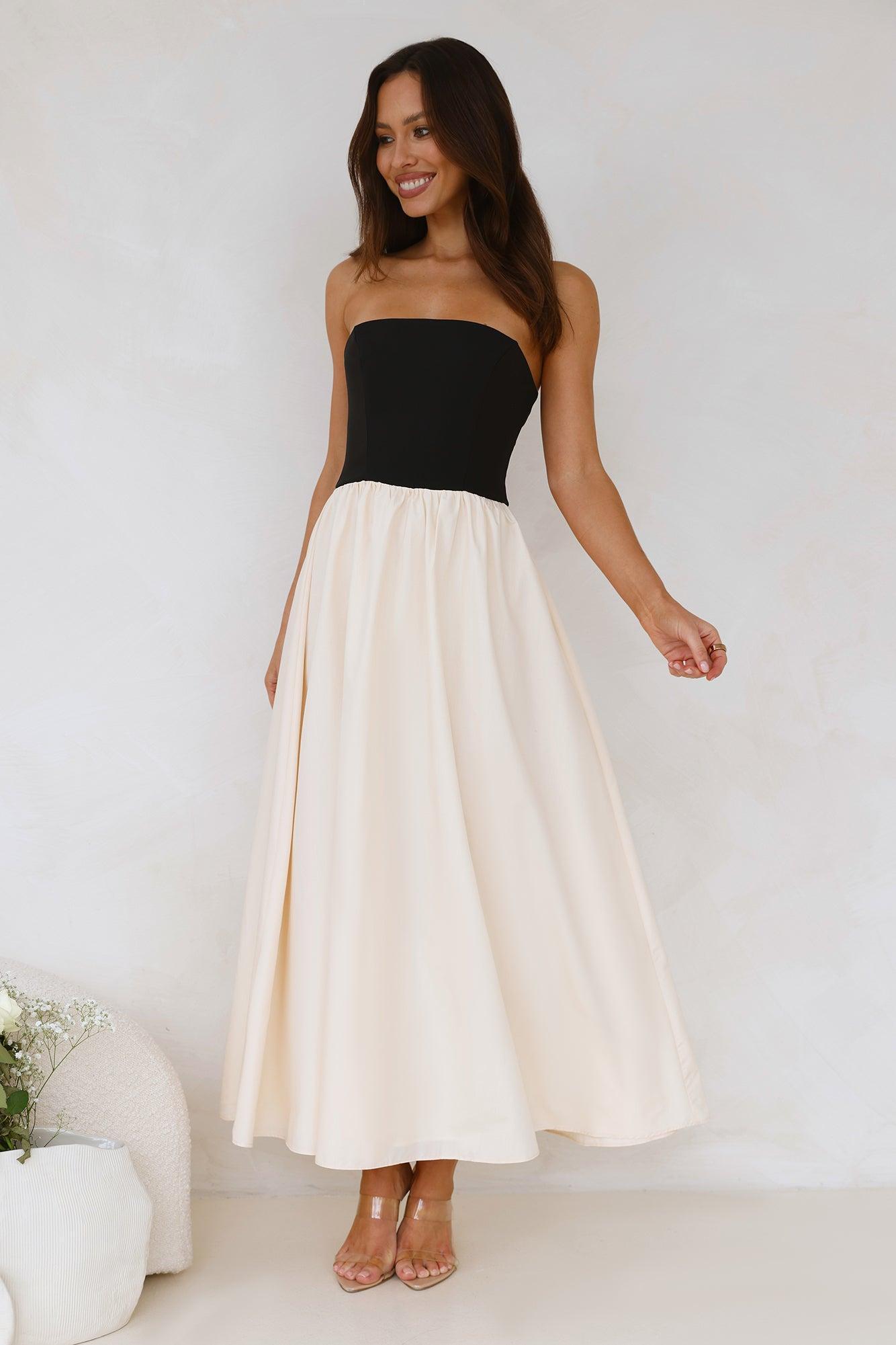 Lights Low Strapless Maxi Dress Cream Product Image