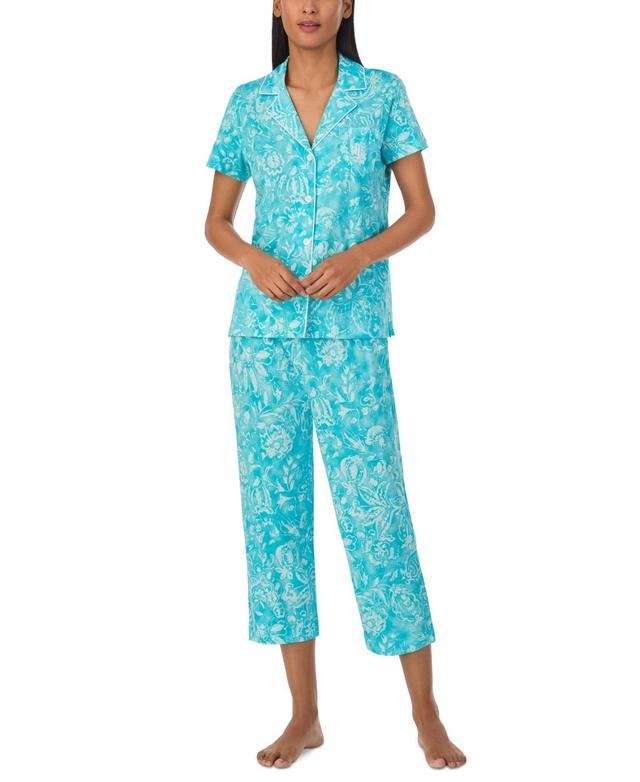 Lauren Ralph Lauren Womens Short-Sleeve Capri Pant Pajama Set Product Image