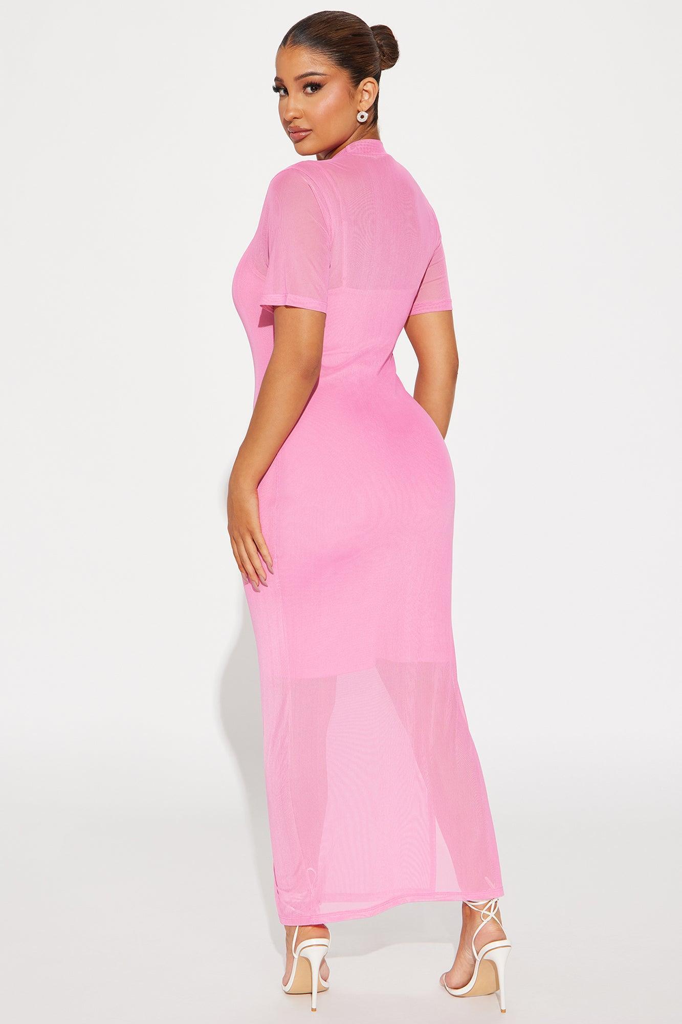 Vicky Mesh Maxi Dress - Hot Pink Product Image