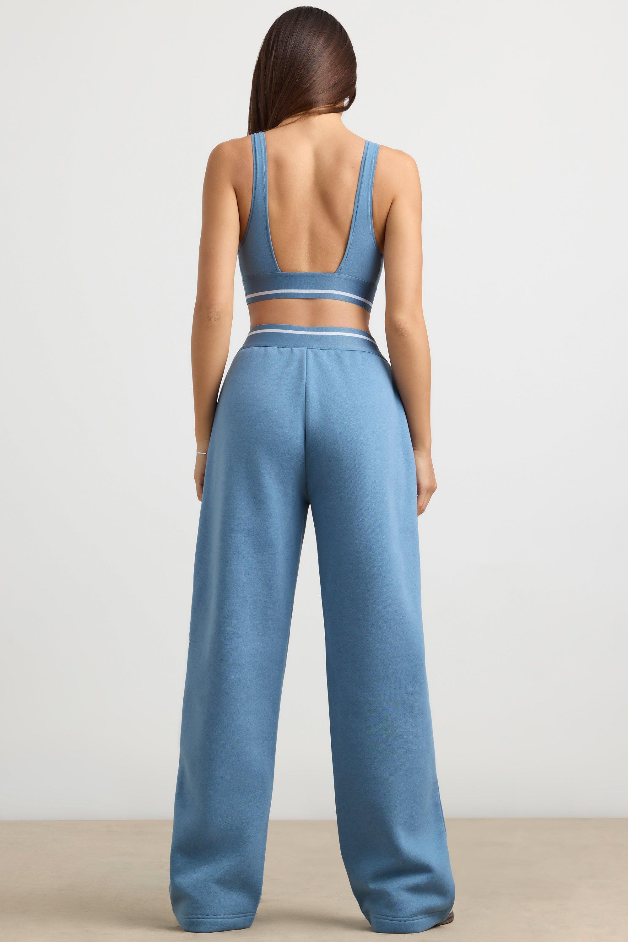 High-Waist Straight-Leg Joggers in Steel Blue Product Image