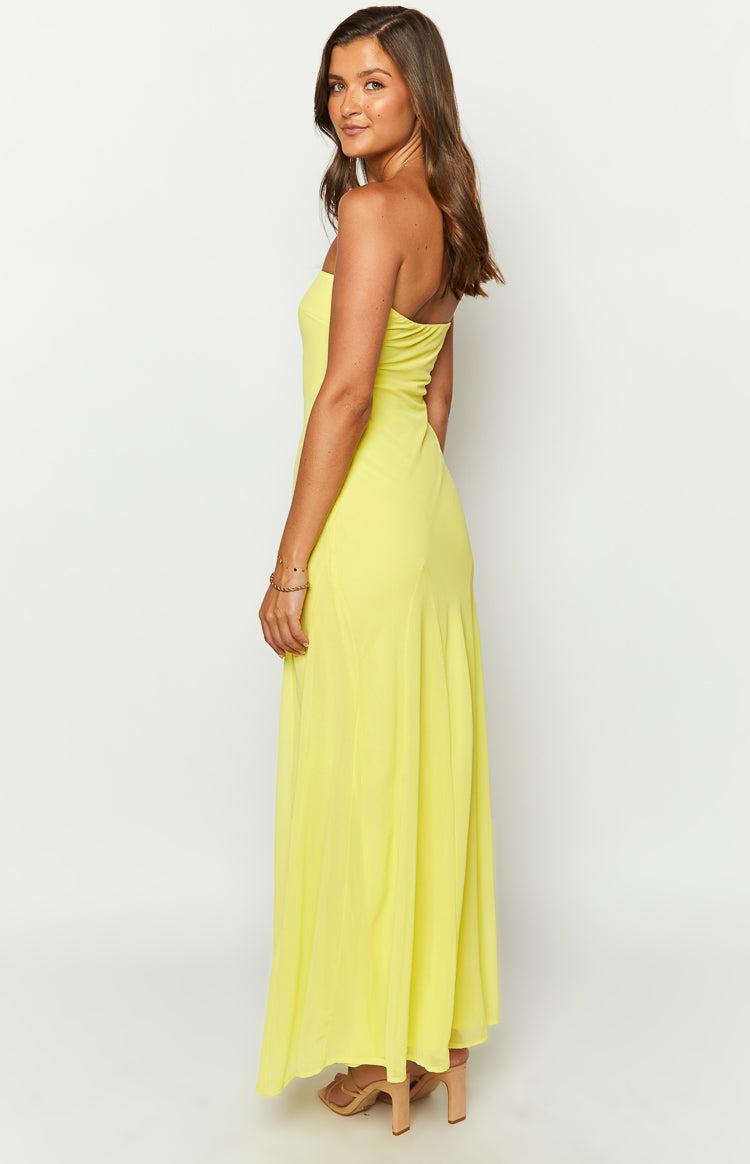 Myka Yellow Strapless Maxi Dress Product Image