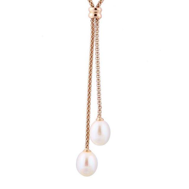 Freshwater Cultured Pearl Double Drop Necklace, Womens White Product Image