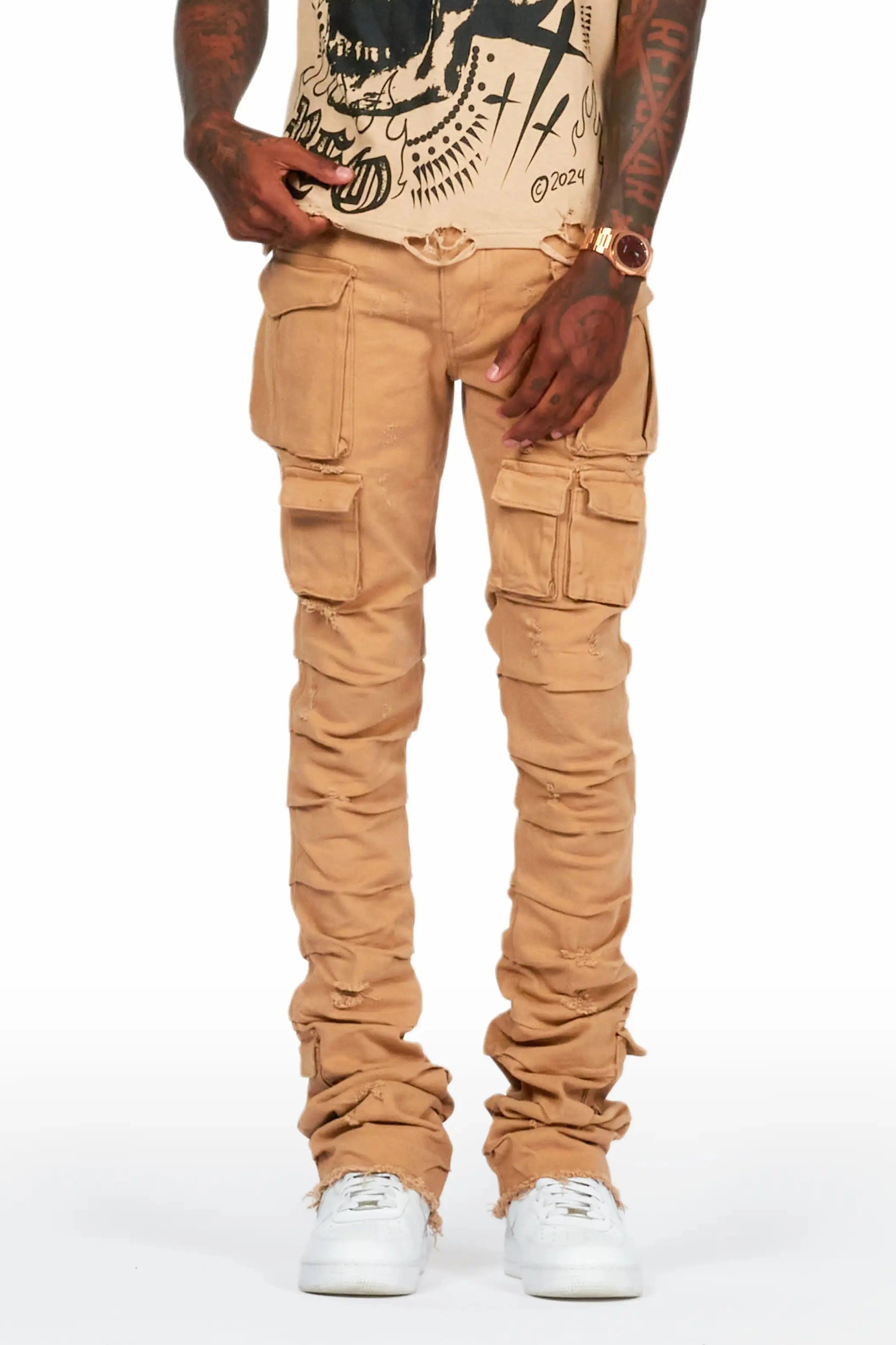 Gentry Beige Stacked Flare Jean Male product image