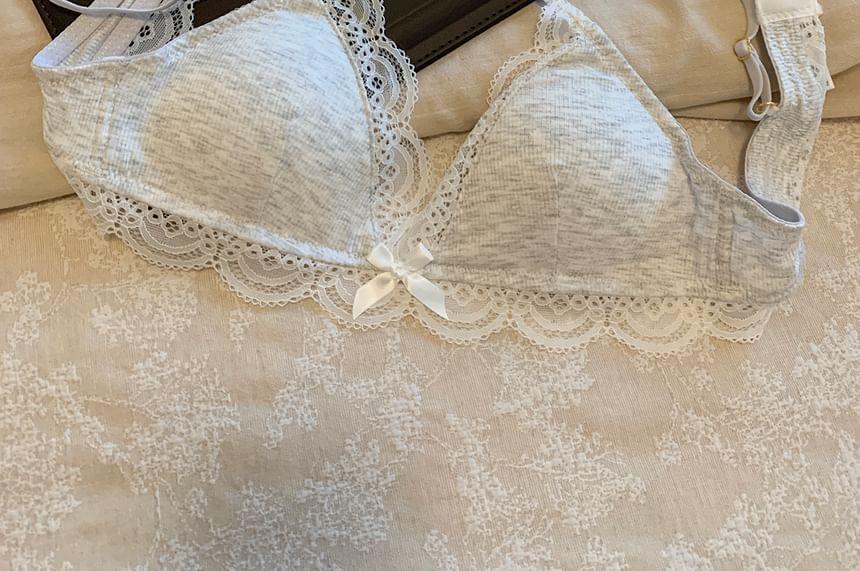 Bow Lace Trim Wireless Bra Product Image