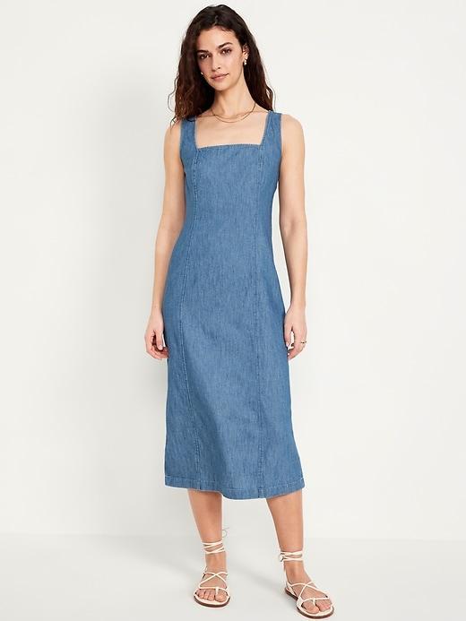 Sleeveless Square-Neck Midi Dress Product Image