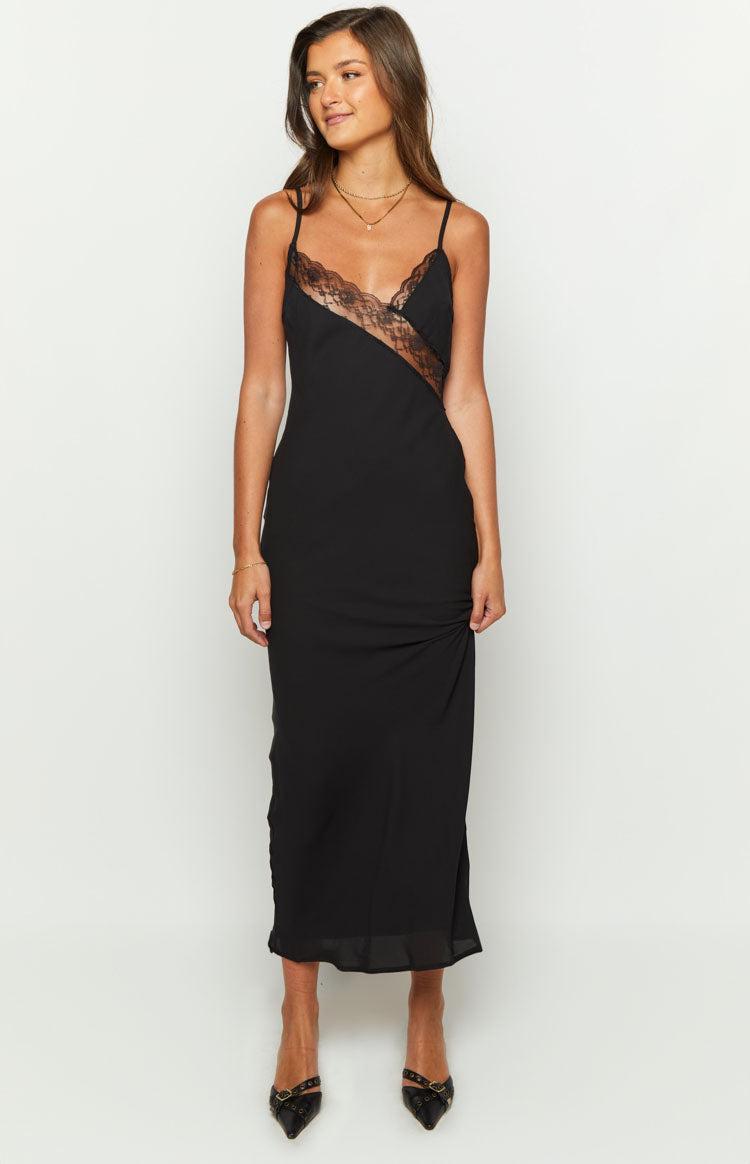 The Exclusive Black Lace Maxi Dress Product Image