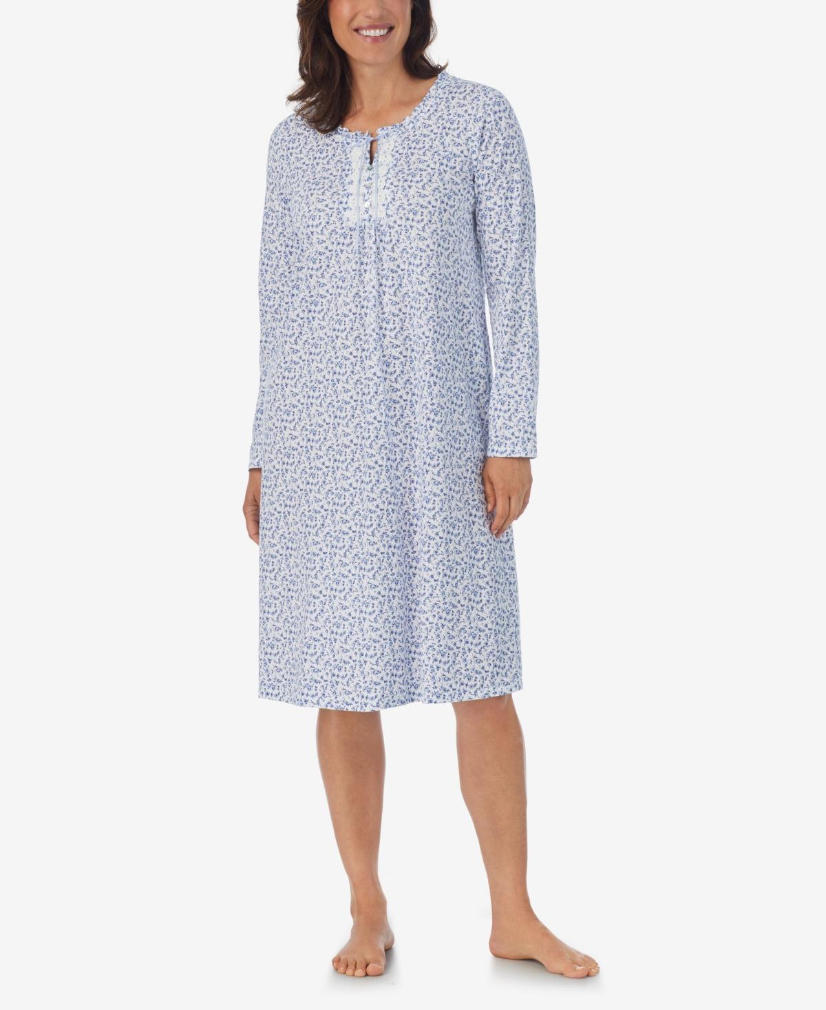 Aria Womens Long Sleeve Midi Nightgown - White Product Image