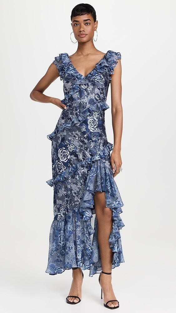 Cinq à Sept Indigo Floral Ora Dress | Shopbop Product Image