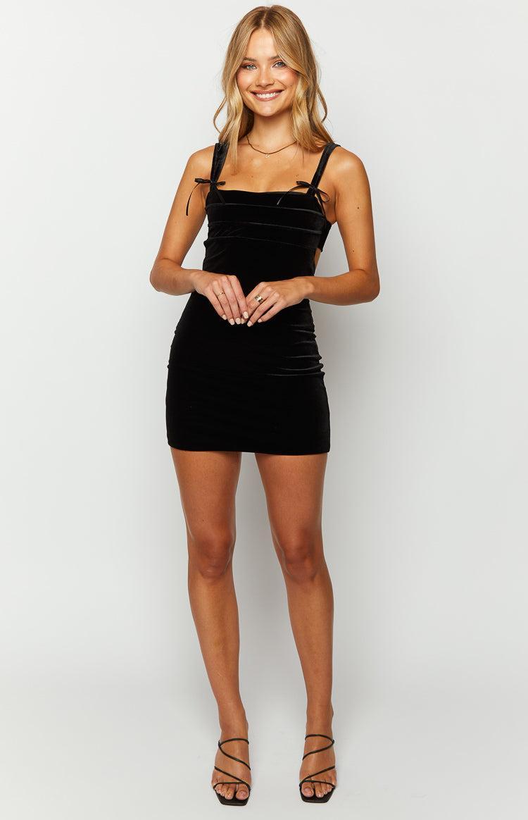 Erica Black Velvet Mini Dress Product Image