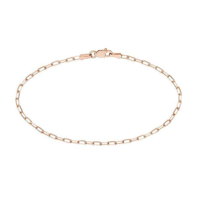 14k Gold 1.95 mm Textured Paper Clip Chain Bracelet, Womens 14k Rsgold Product Image