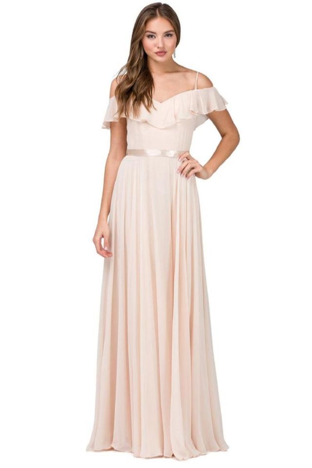 Champagne Off Shoulder Long Formal Dress Product Image