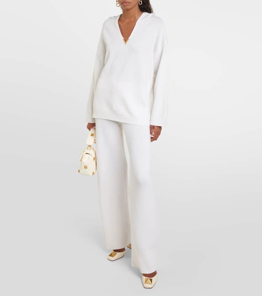 Drawstring Straight Leg Pants In White Product Image