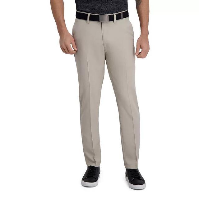 Mens Haggar Cool Right Performance Flex Slim-Fit Flat-Front Pants Dark Gray Grey Product Image