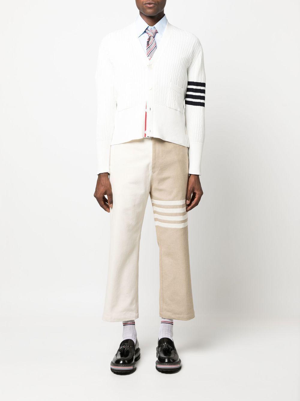 THOM BROWNE 4-bar Stripe Cable-knit Cardigan In White Product Image