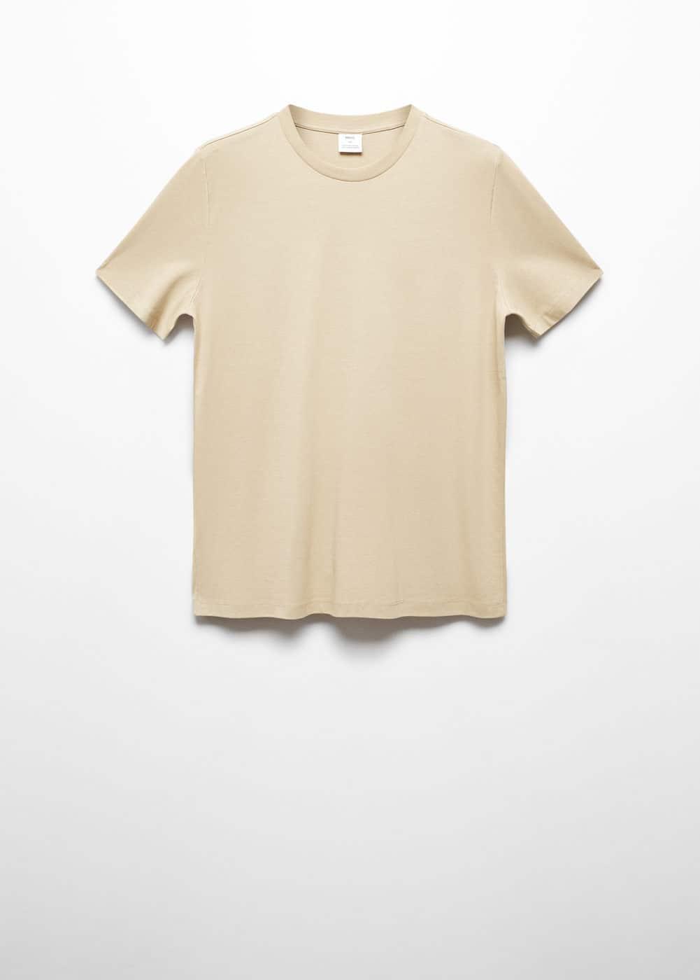 MANGO MAN - Basic cotton stretch T-shirt beigeMen Product Image