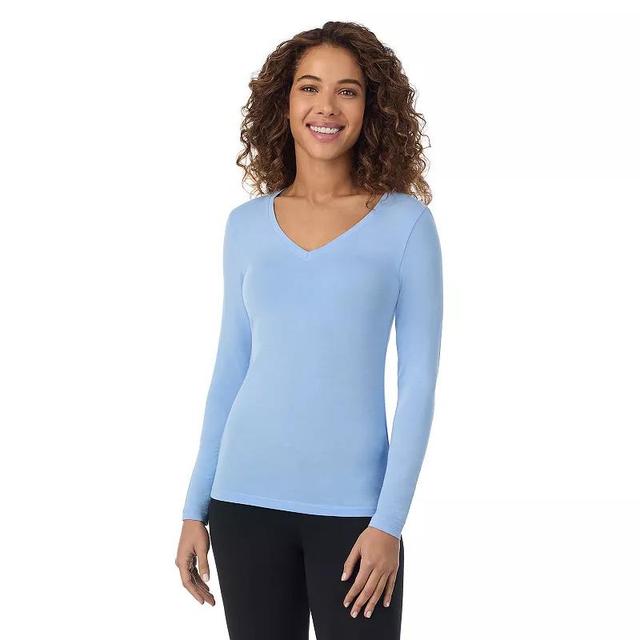 Womens Cuddl Duds Softwear with Stretch Long Sleeve V-Neck Top Grey Heather Product Image