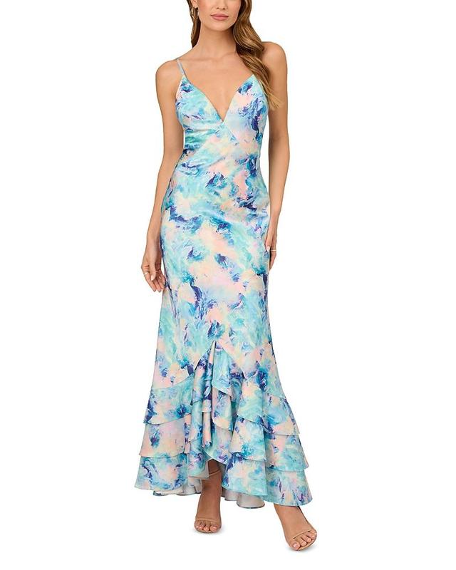 Womens Abstract Satin Mermaid Gown Product Image