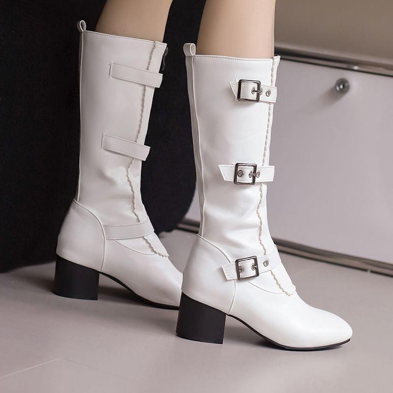 Block Heel Faux Leather Tall Boots product image