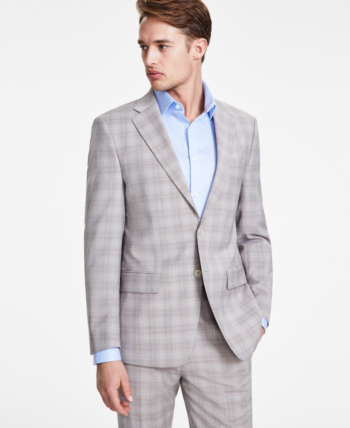 Calvin Klein Mens Slim-Fit Wool Blend Stretch Plaid Suit Separate Jacket Product Image