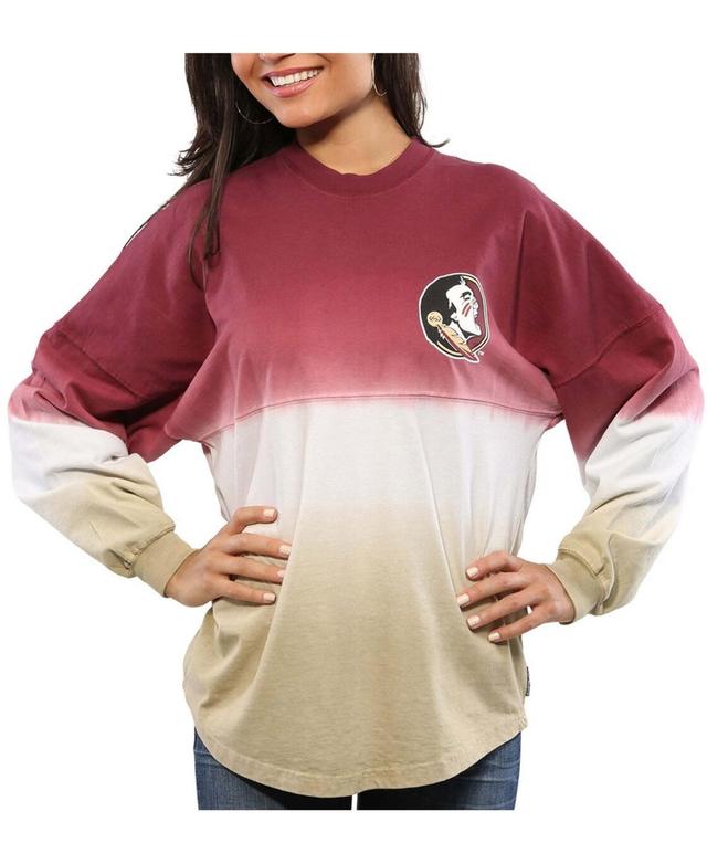 Womens Garnet Florida State Seminoles Ombre Long Sleeve Dip-Dyed Spirit Jersey Product Image