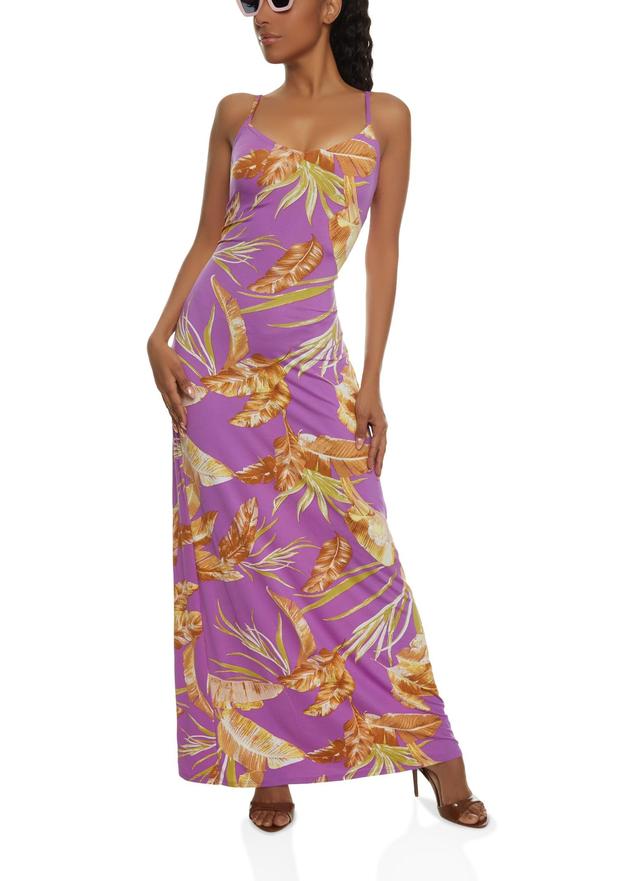 Womens Haute Monde Tropical Palm Print Maxi Cami Dress Product Image